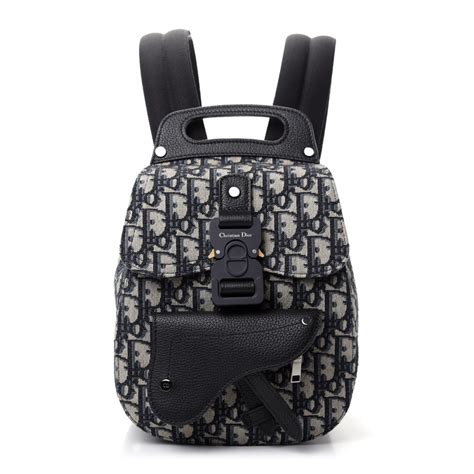 Mini Saddle Backpack Navy Blue Dior Oblique Jacquard 